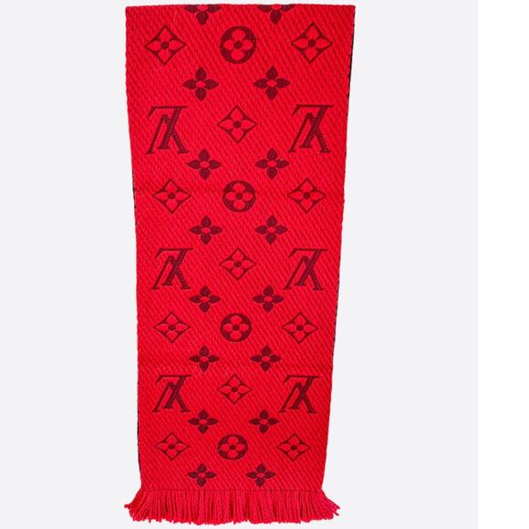 Louis Vuitton Red Logomania Reversible Wool Scarf - Picture 10 of 11